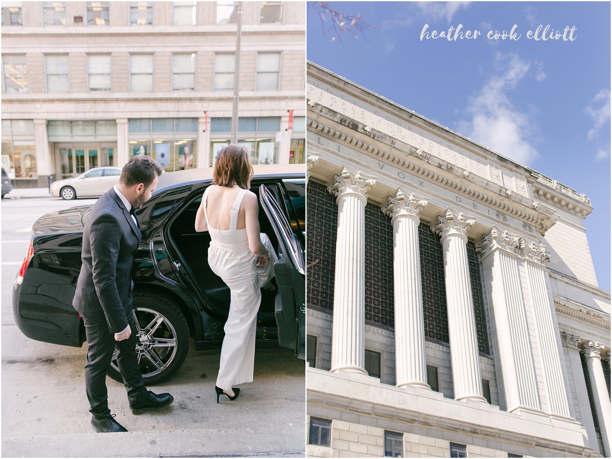 modern Milwaukee courthouse wedding black and white