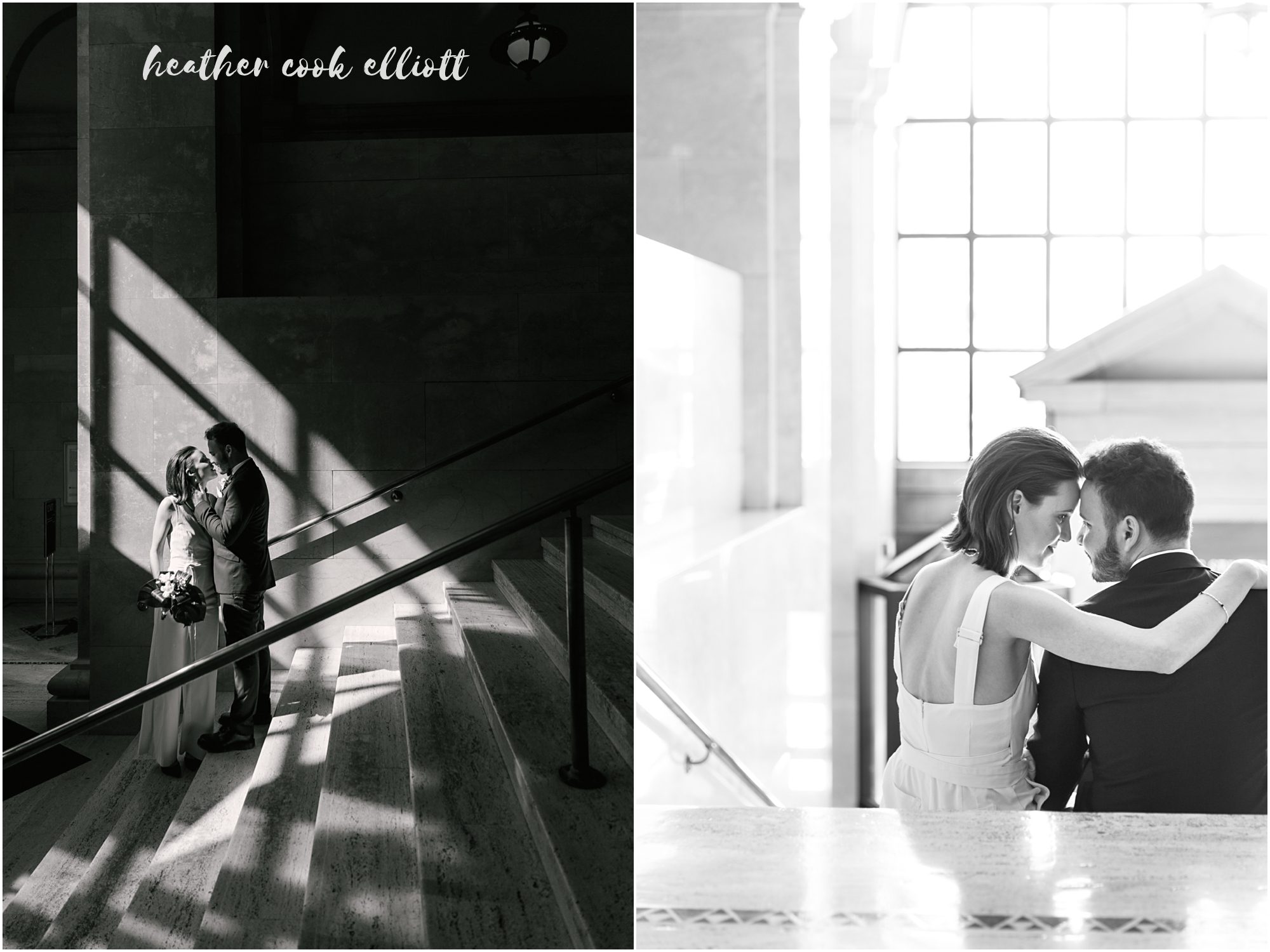 modern Milwaukee courthouse wedding black and white