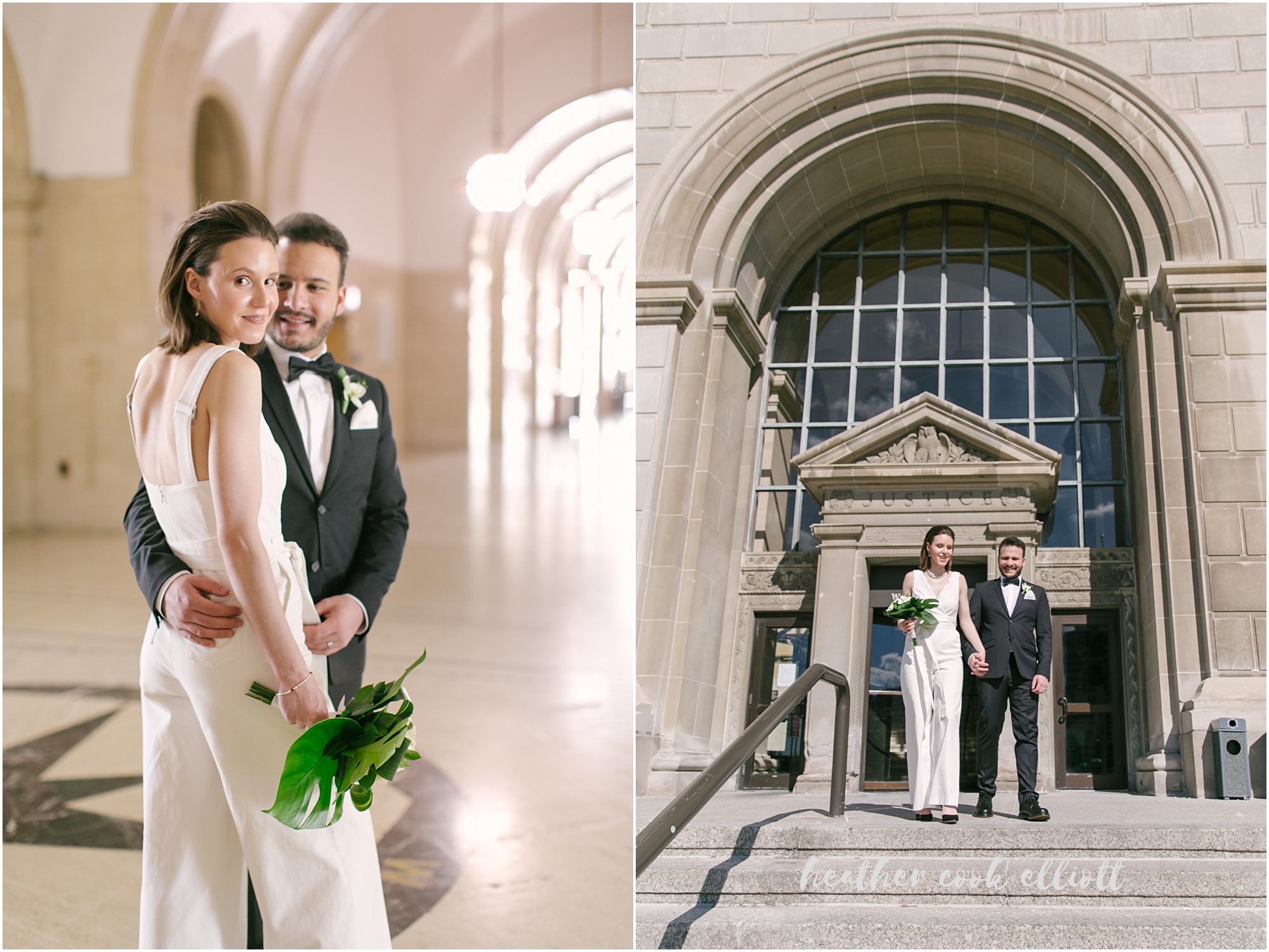 modern Milwaukee courthouse wedding black and white