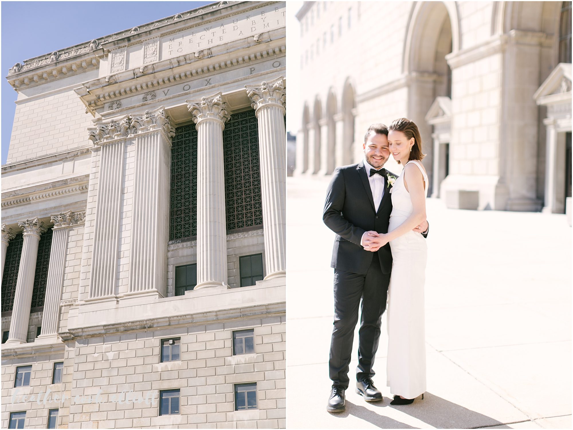 modern Milwaukee courthouse wedding black and white