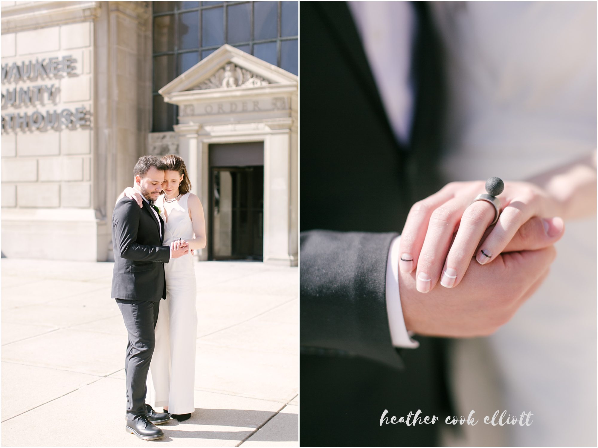 modern Milwaukee courthouse wedding black and white