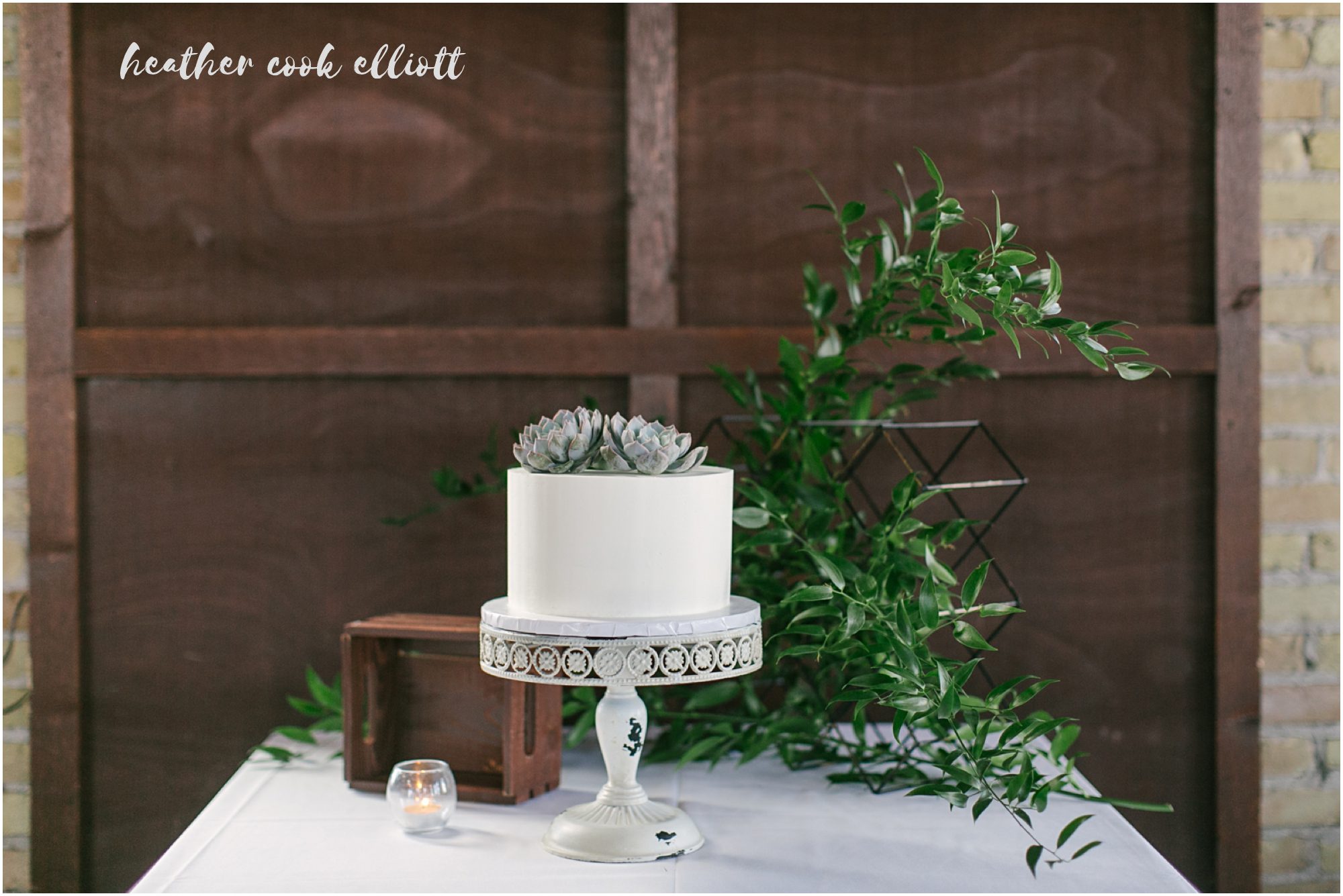 modern engine co. 3 wedding milwaukee succulent cake