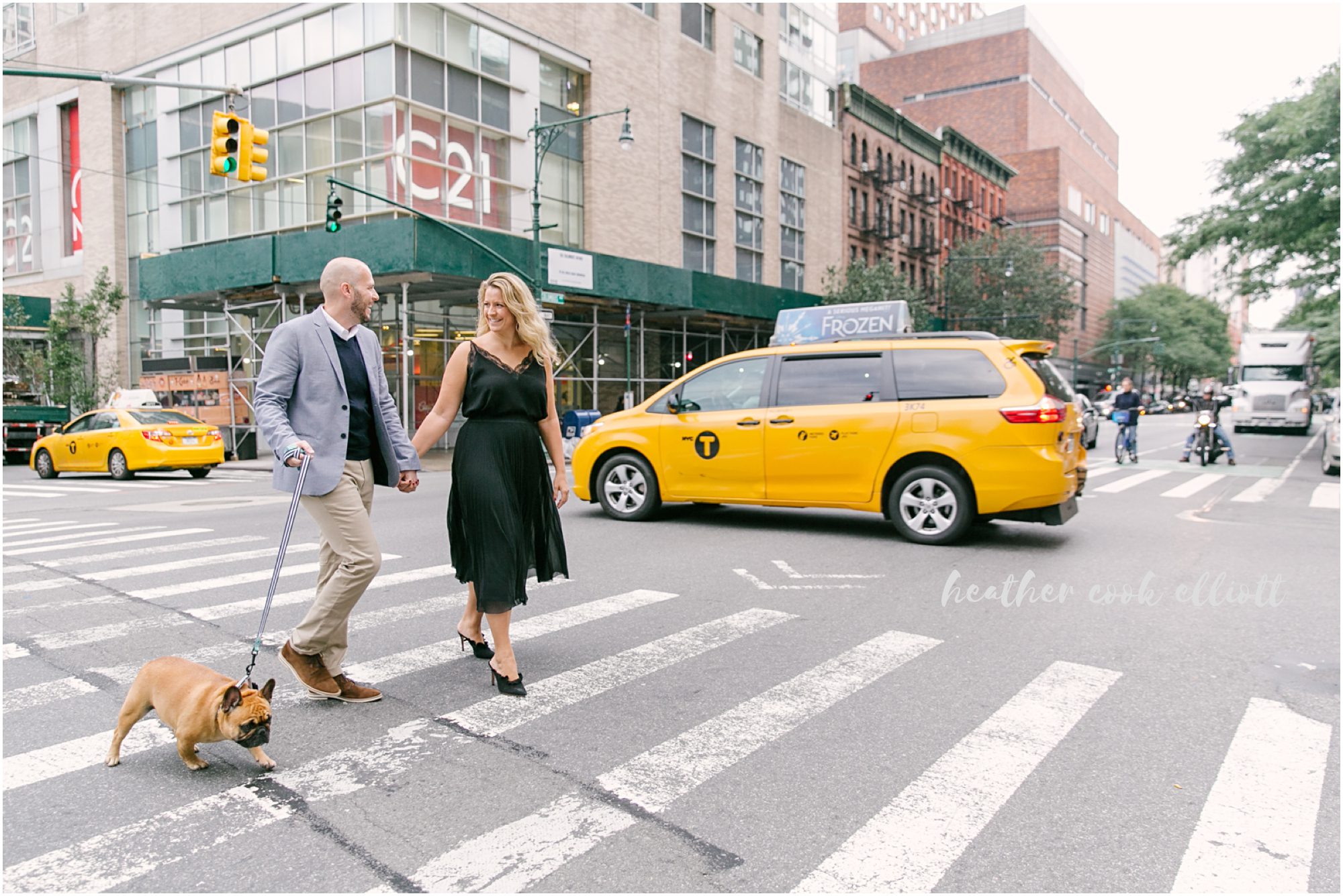 NYC central park engagement session with french bulldog