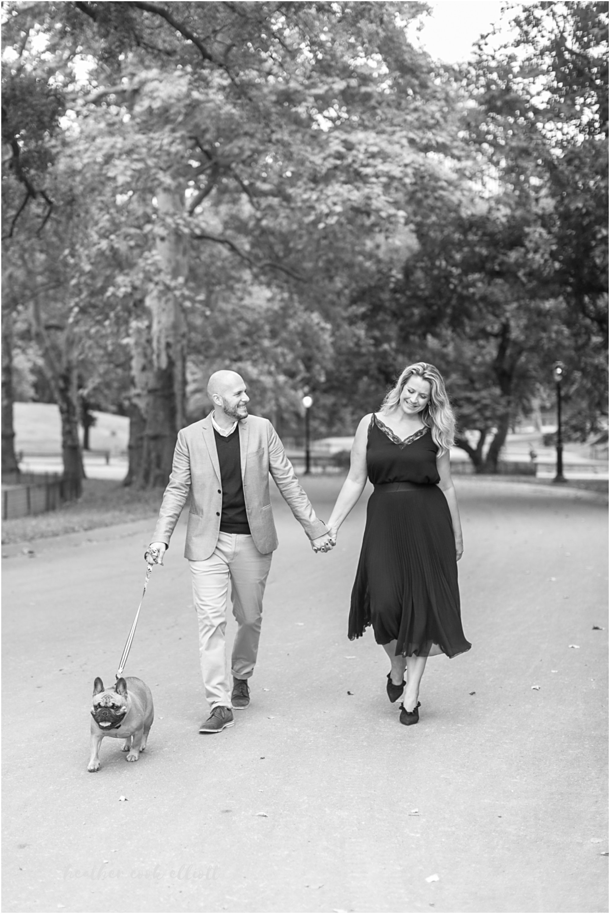 NYC central park engagement session with french bulldog