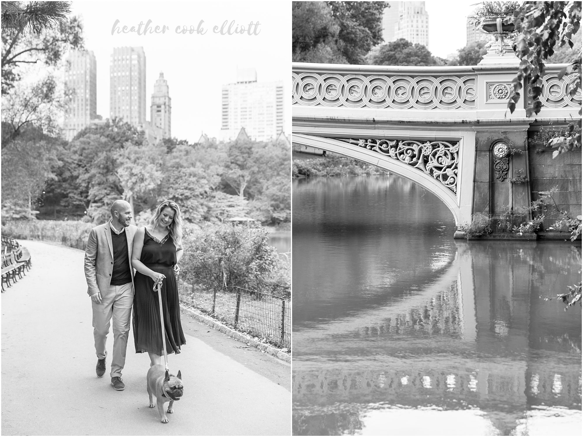 NYC central park engagement session with french bulldog