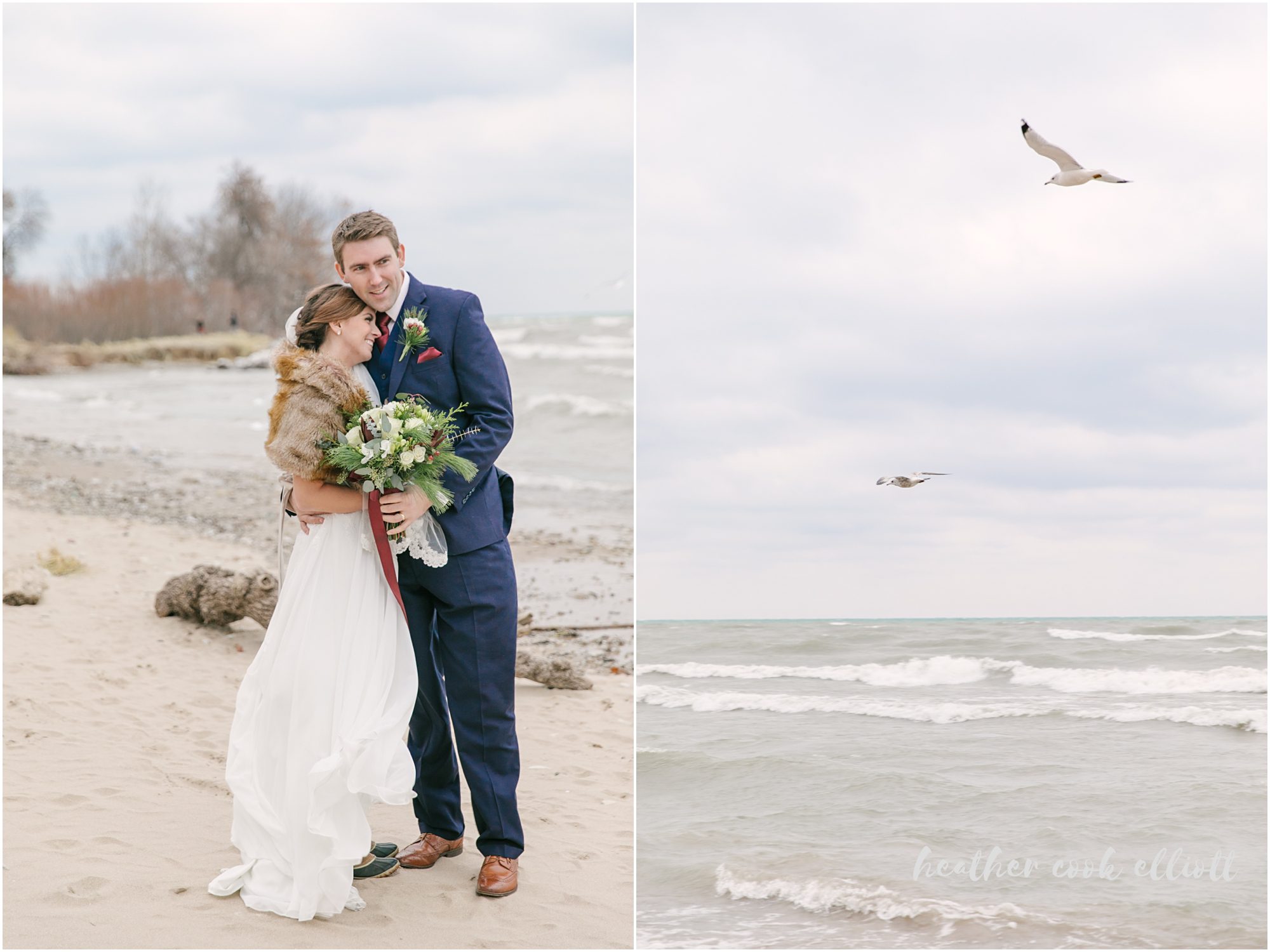 milwaukee winter wedding at the beach