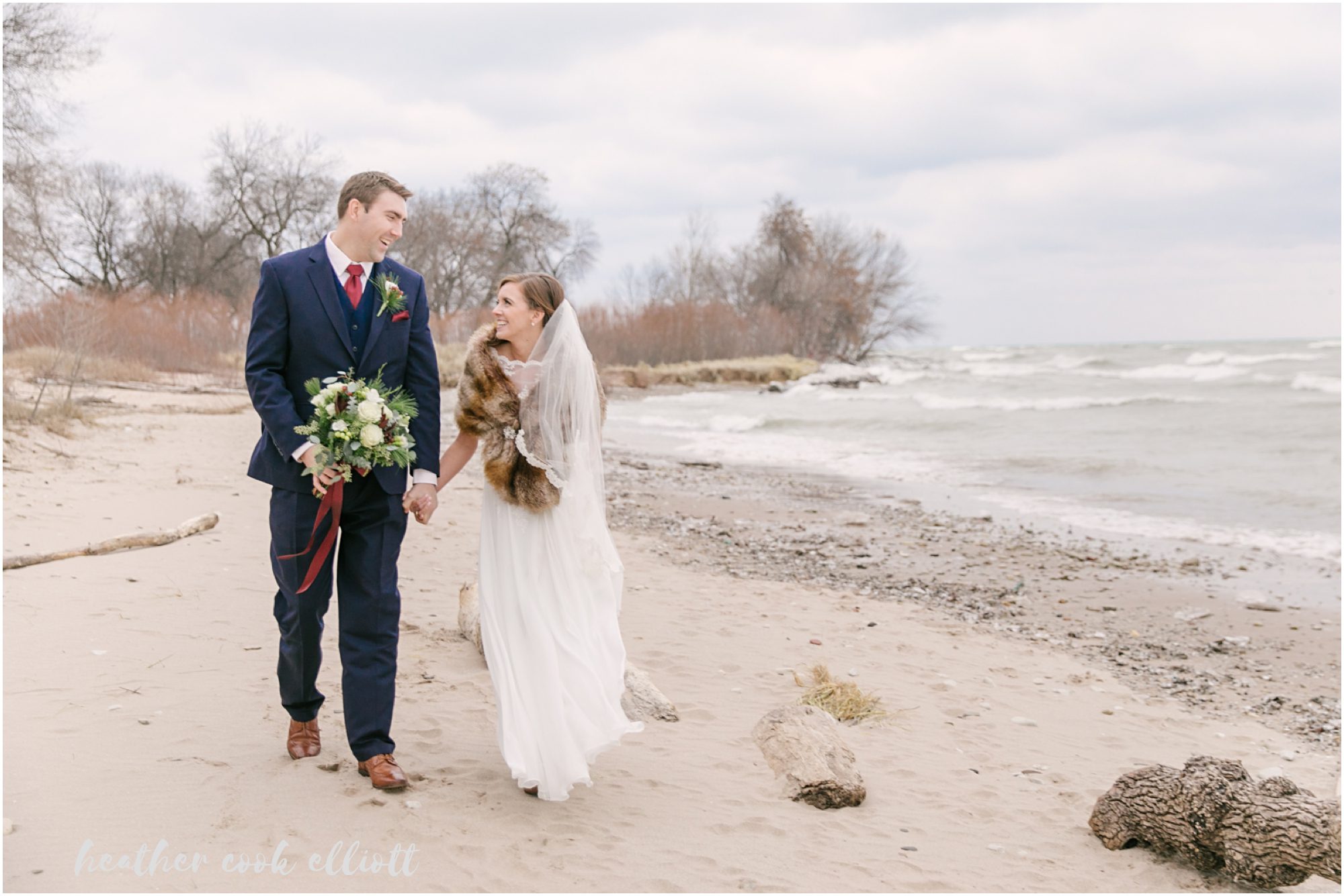 milwaukee winter wedding at the beach