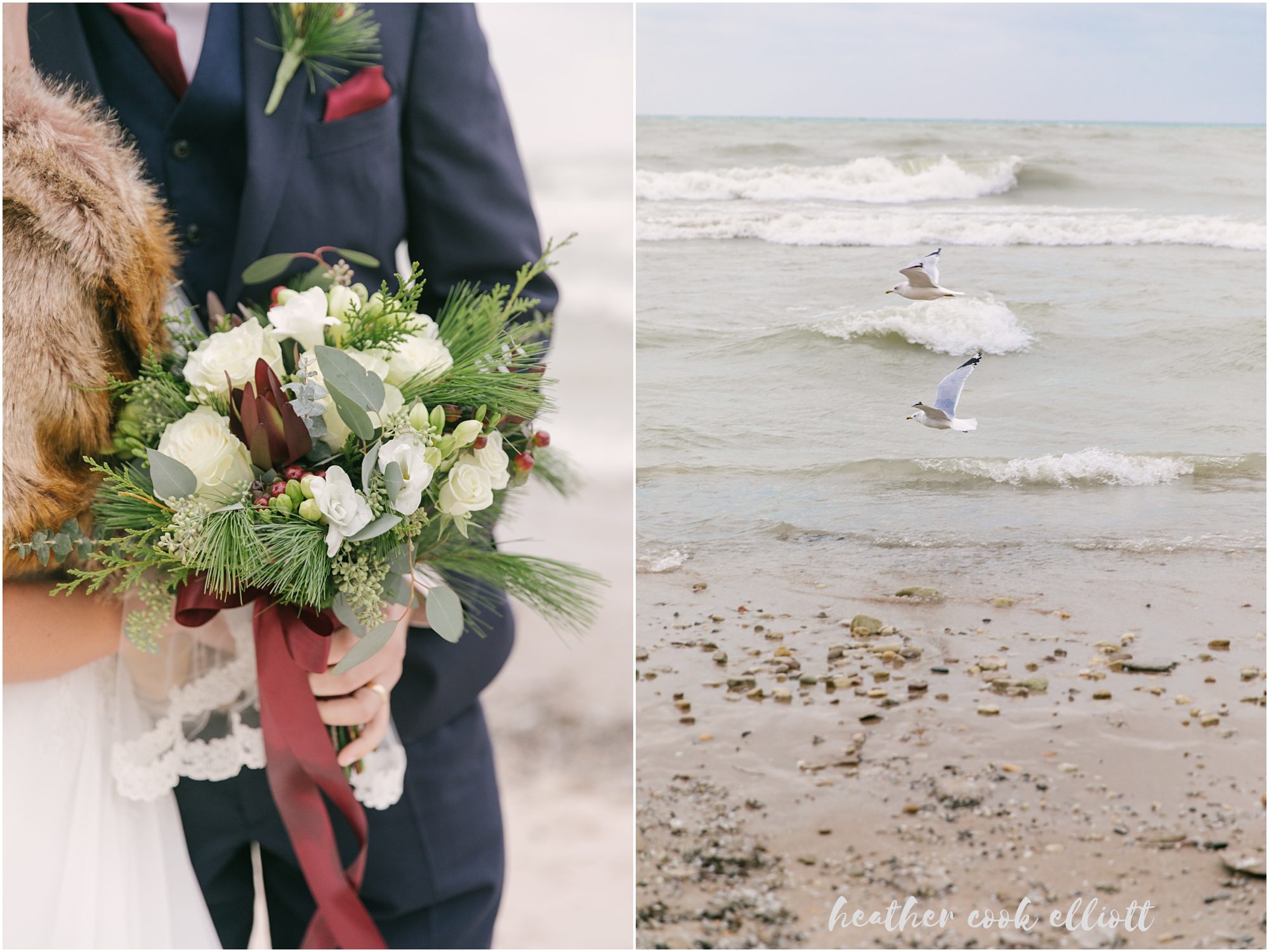 milwaukee winter wedding at the beach