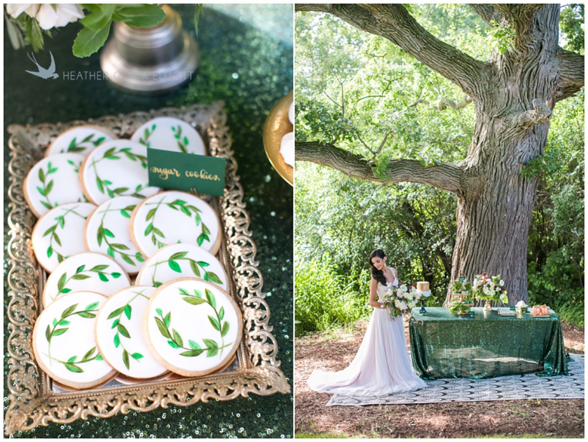 romantic wisconsin wedding photography in the woods at Rustic Manor 1848 emerald green details