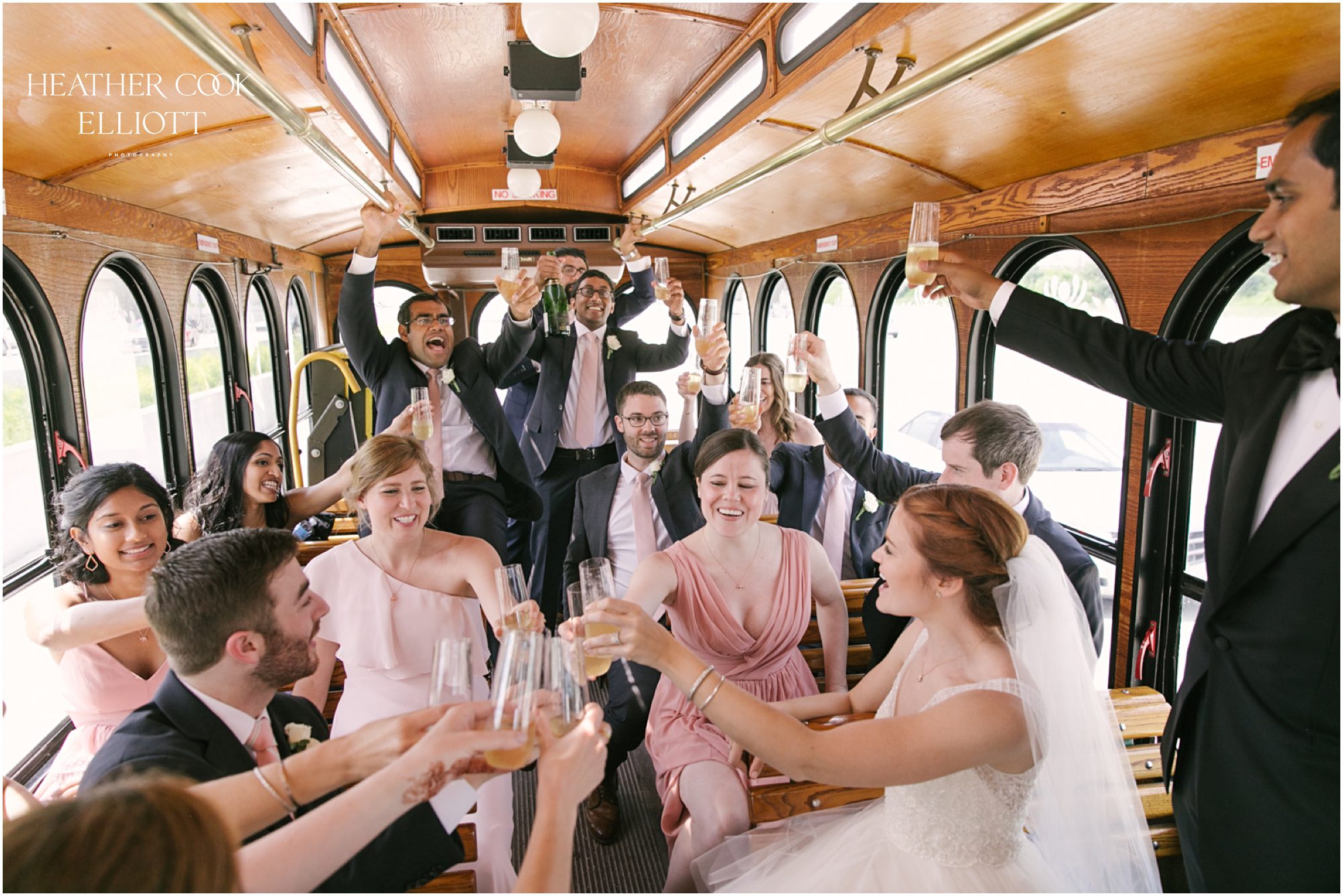 methodist hindu indian fusion wedding in milwaukee trolley ride