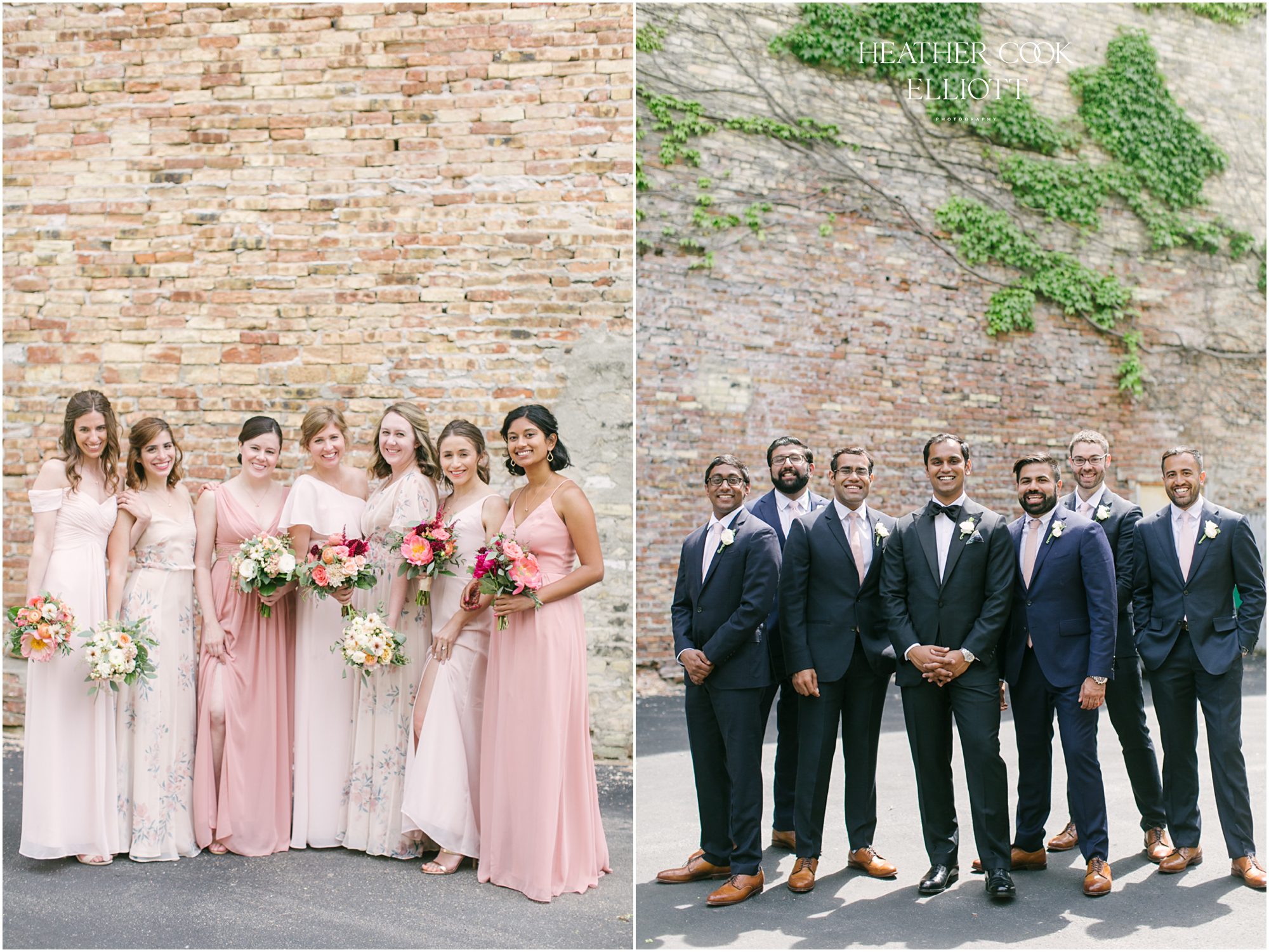 methodist hindu indian fusion wedding in third ward bridal party