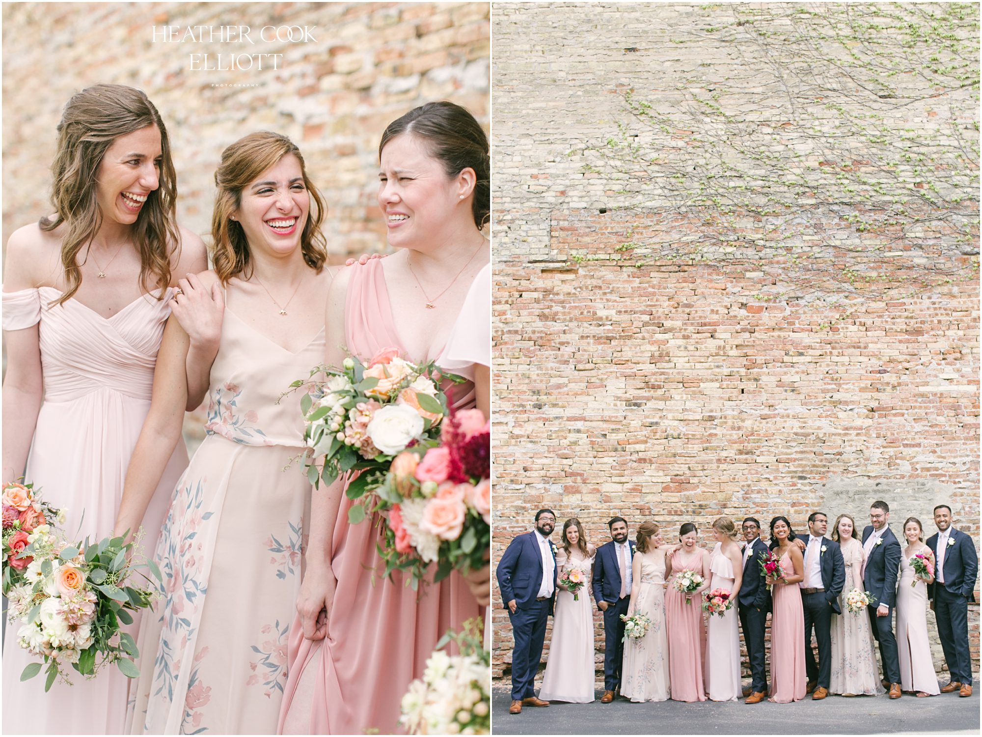 methodist hindu indian fusion wedding in third ward bridal party