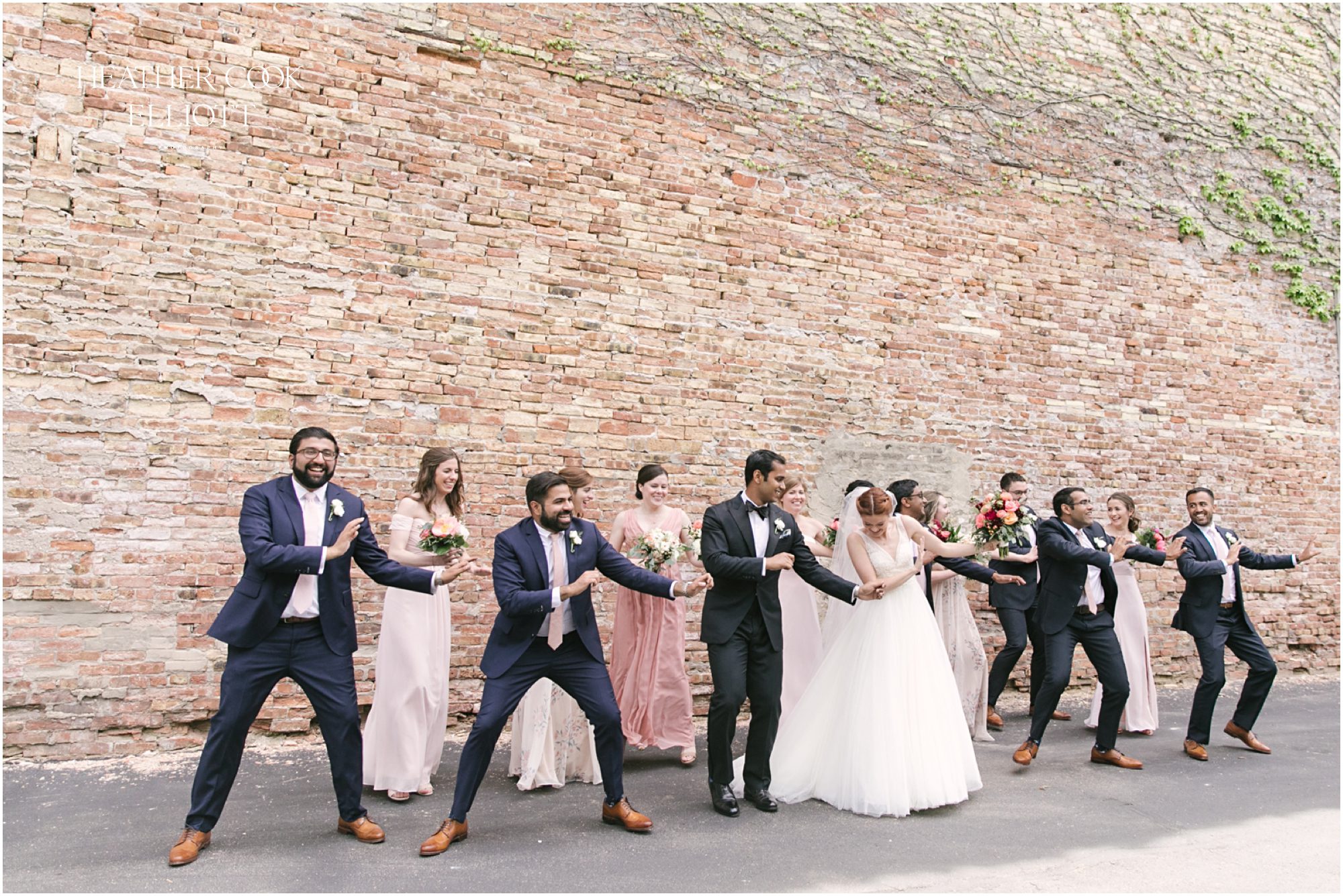 methodist hindu indian fusion wedding in third ward bridal party