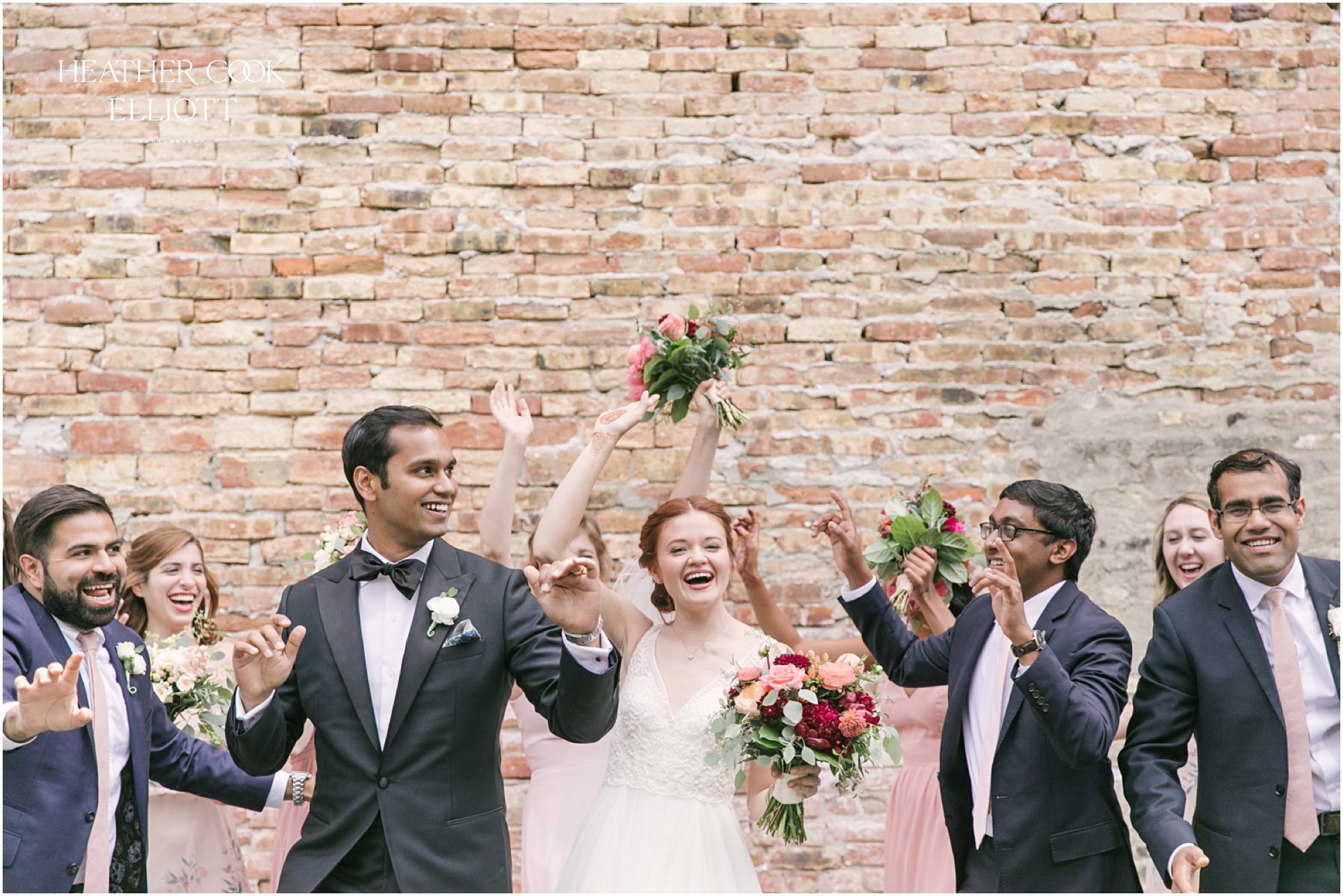 methodist hindu indian fusion wedding in third ward bridal party