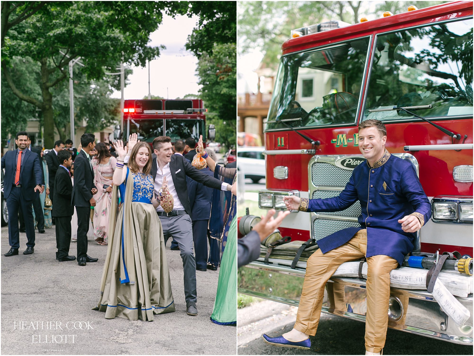 firefighter baraat fusion wedding