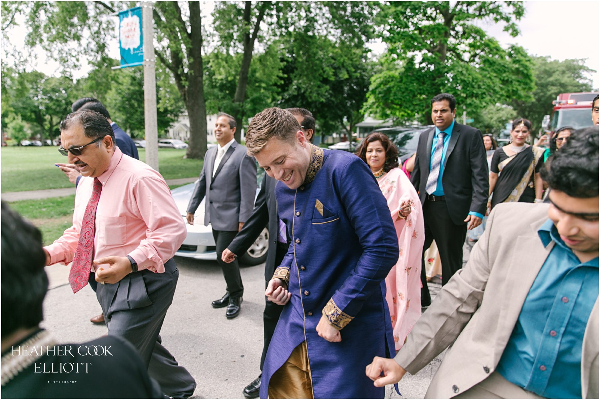 firefighter baraat fusion wedding