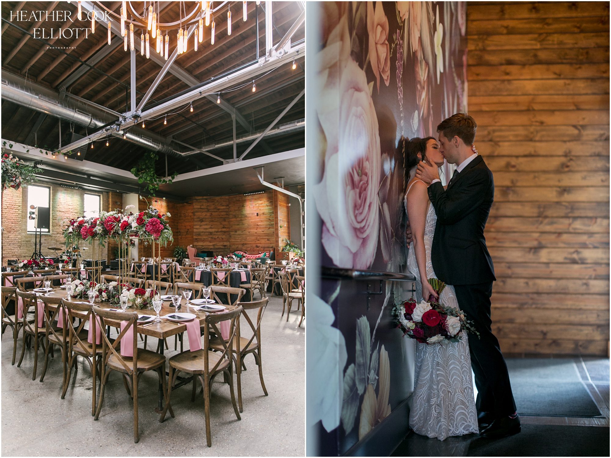 black and red blush wedding at the Ivy House