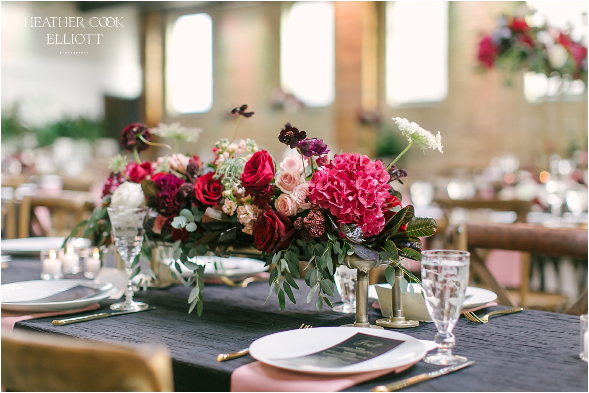 black and red blush wedding at the Ivy House