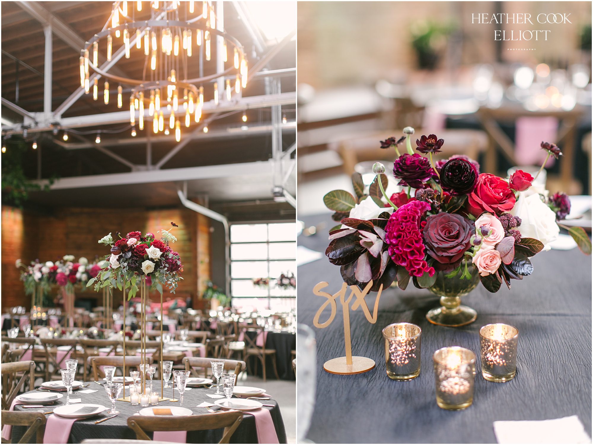black and red blush wedding at the Ivy House