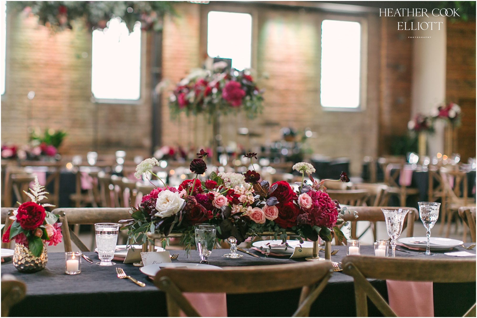 black and red blush wedding at the Ivy House