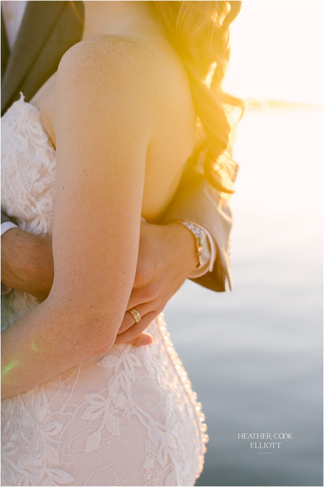 oconomowoc lake wedding in fall at sunset