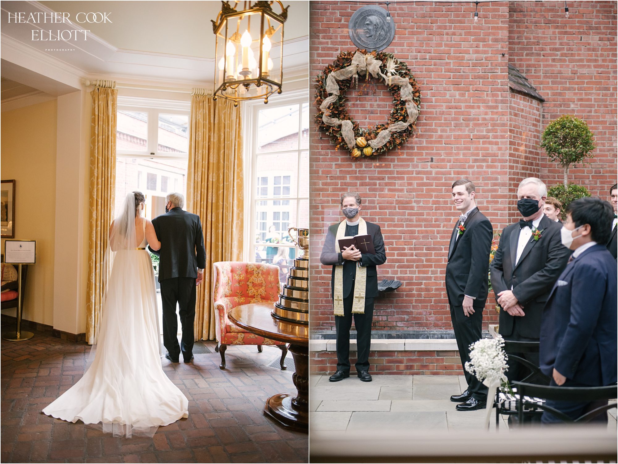 onwentsia club wedding in courtyard