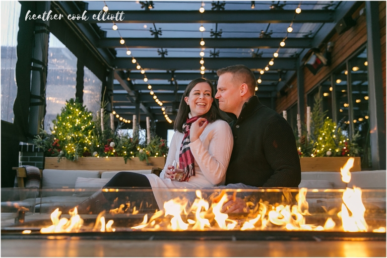 milwaukee kimpton journeyman rooftop engagement at christmas