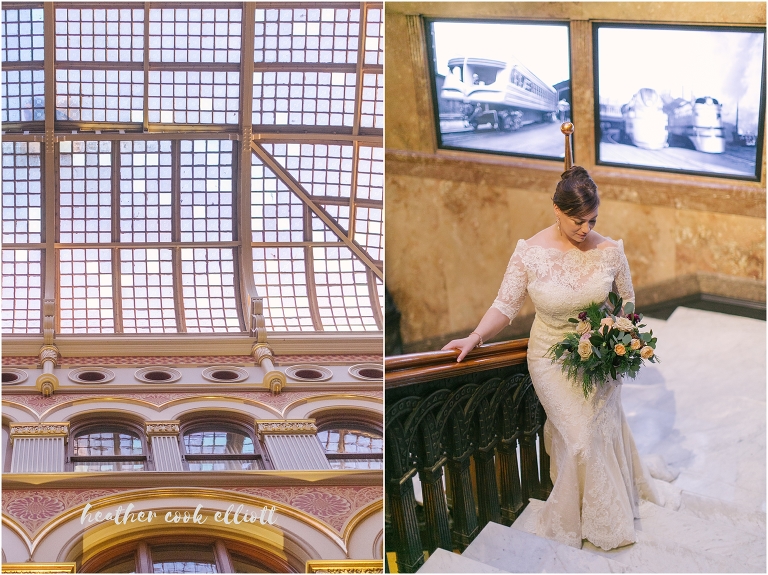 Grain Exchange winter wedding with confetti and romantic flowers