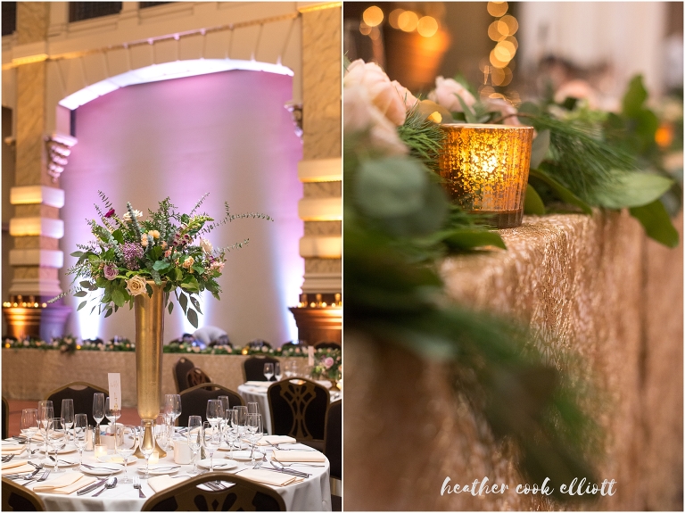 Grain Exchange winter wedding with confetti and romantic flowers