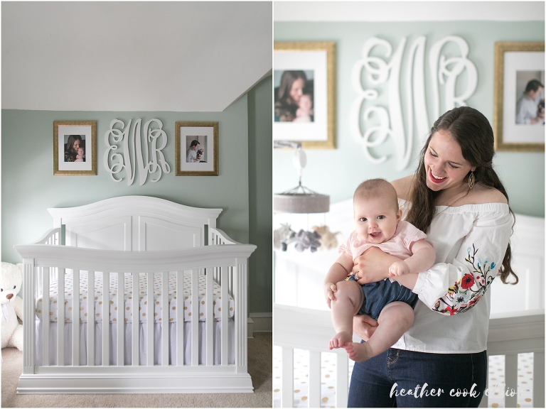 natural light six month portrait in child's nursery