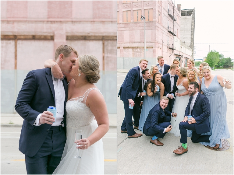 fun bridal party portrait at Pritzlaff and in Milwaukee's fifth ward