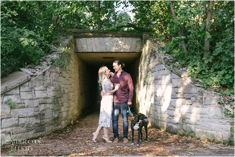 estabrook park engagement session with dog