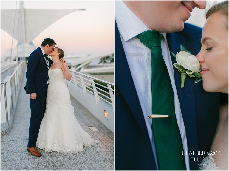 milwaukee art museum golden hour wedding