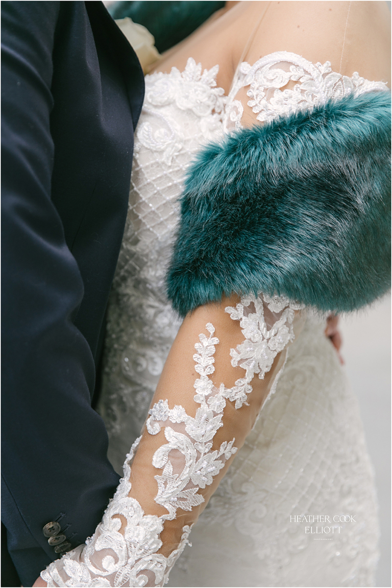 martina liana wedding dress detail milwaukee winter wedding