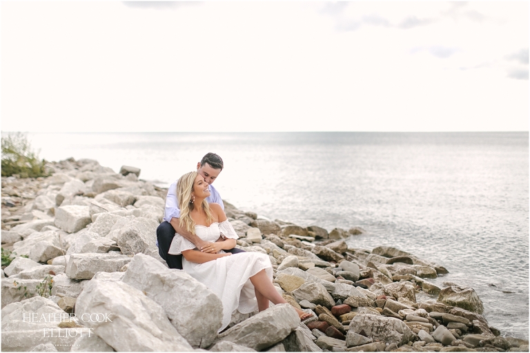 lakefront milwaukee summer engagement portrait