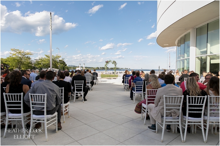 discovery world lakefront wedding ceremony on patio