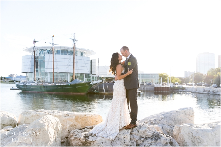 discovery world lakefront wedding and sunset portraits