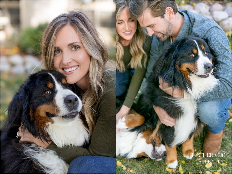whitefish bay at home engagement session with dogs