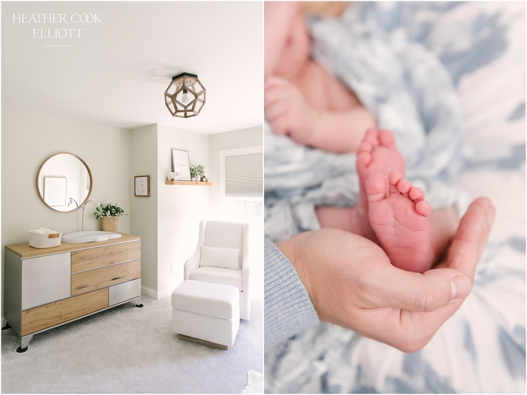 mequon newborn session with light filled nursery design