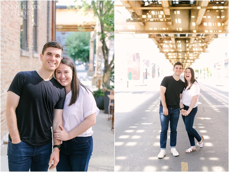 happy chicago engagement session