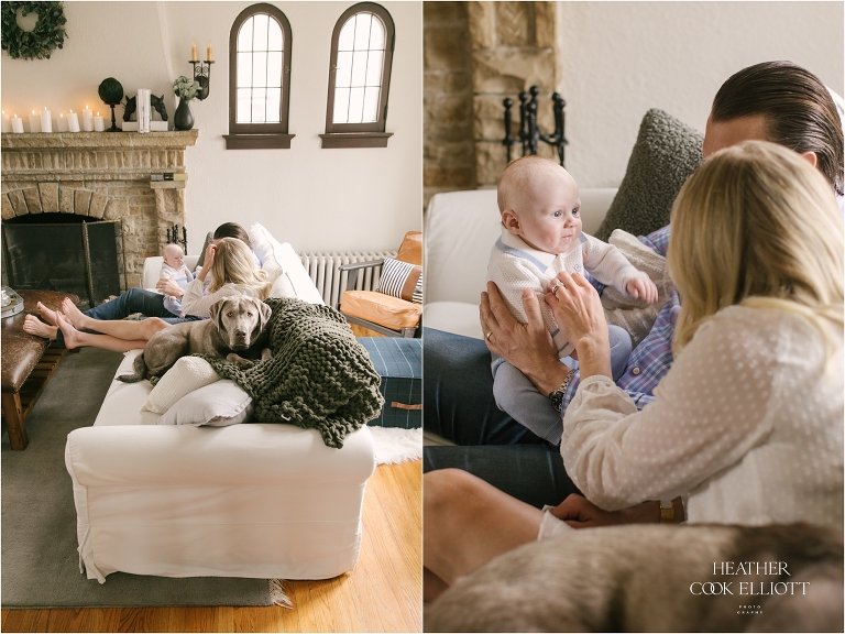 Natural light newborn session at home with dog
