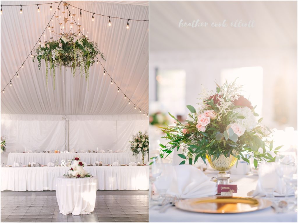 The Abbey in Lake Geneva Wedding tented reception in fall