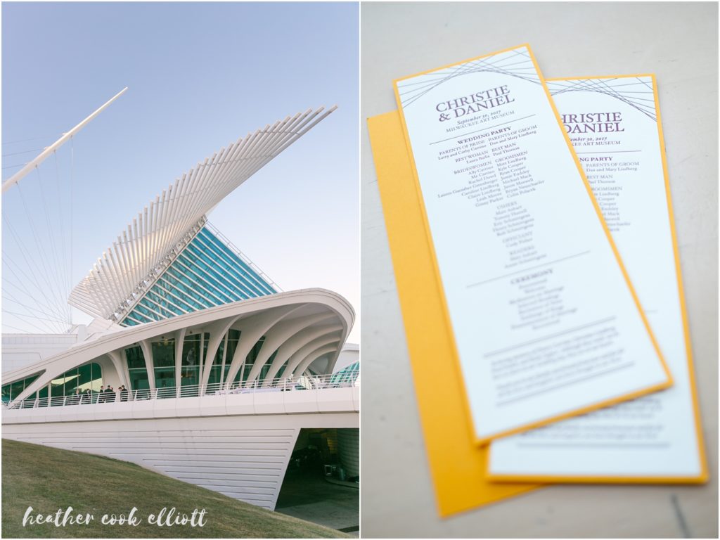 modern milwaukee art museum wedding in fall