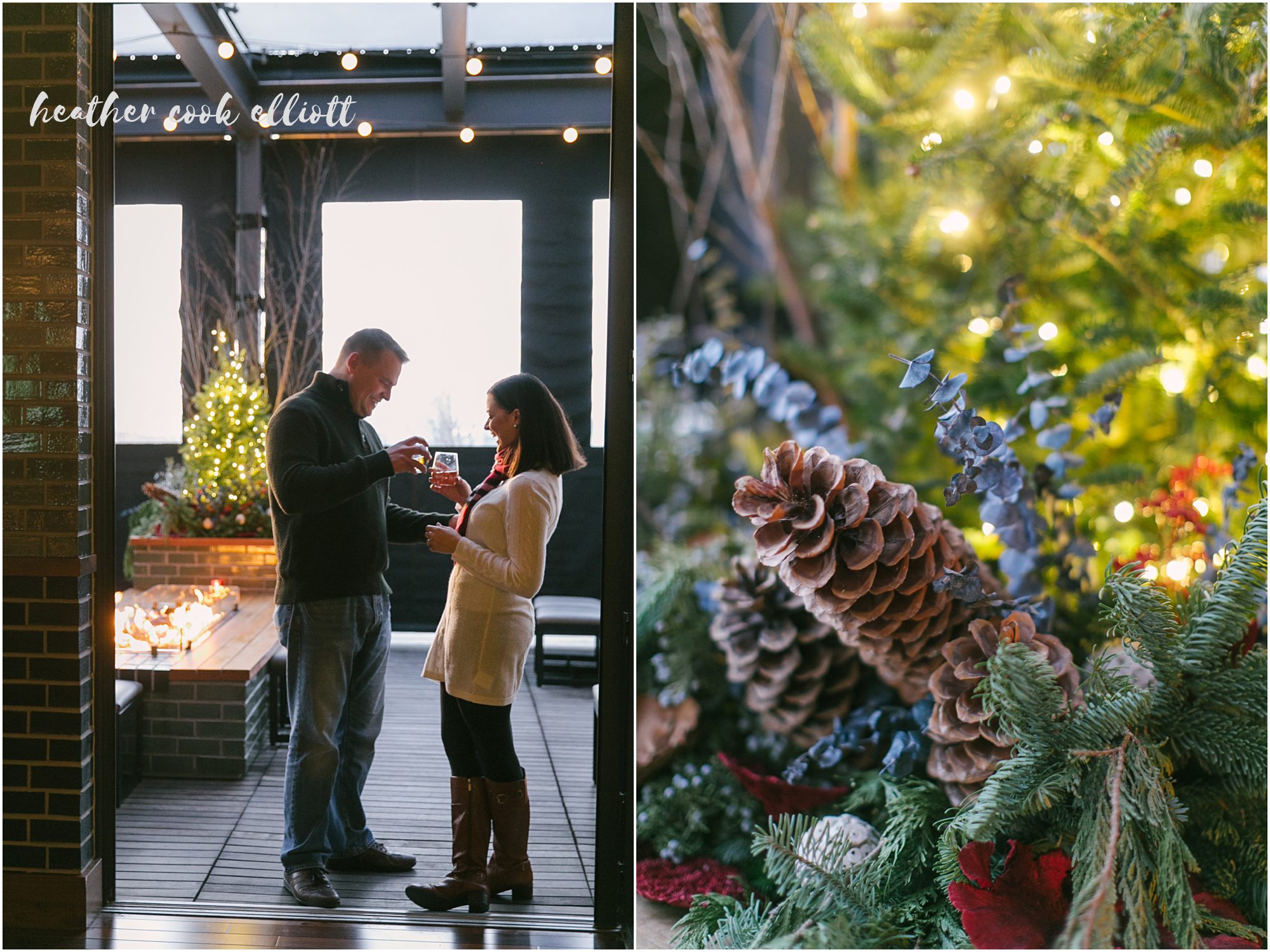 milwaukee kimpton journeyman rooftop engagement at christmas