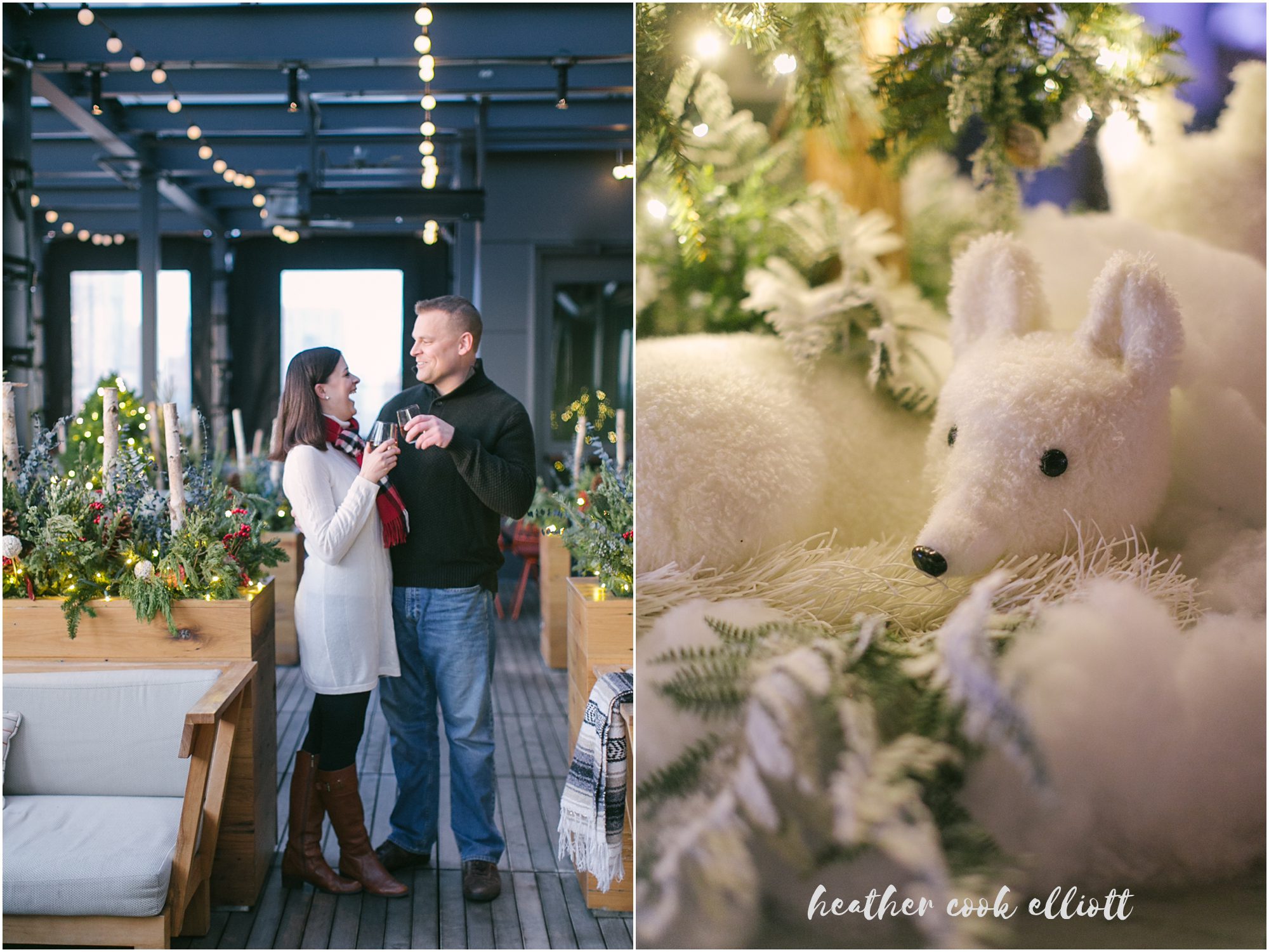 milwaukee kimpton journeyman rooftop engagement at christmas