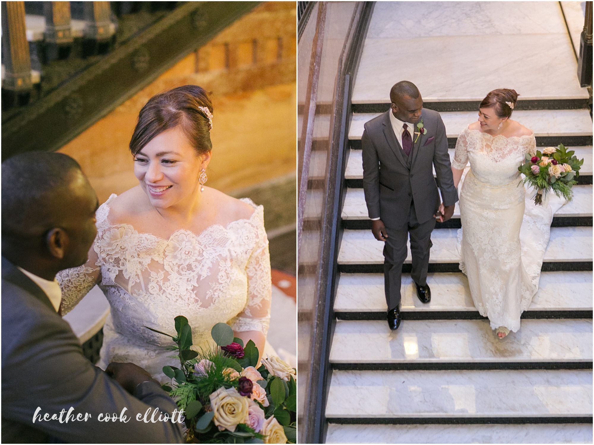 Grain Exchange winter wedding with confetti and romantic flowers