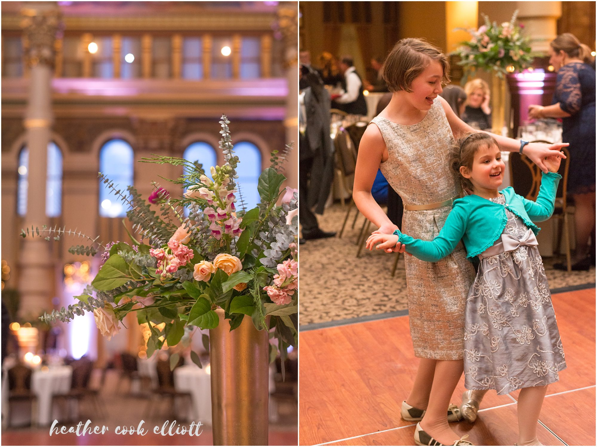 Grain Exchange winter wedding with confetti and romantic flowers