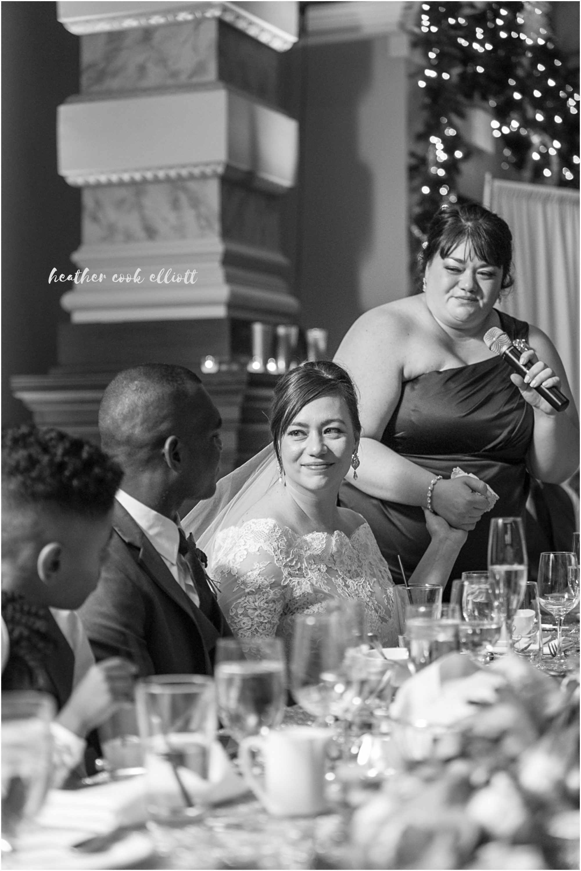 Grain Exchange winter wedding with confetti and romantic flowers