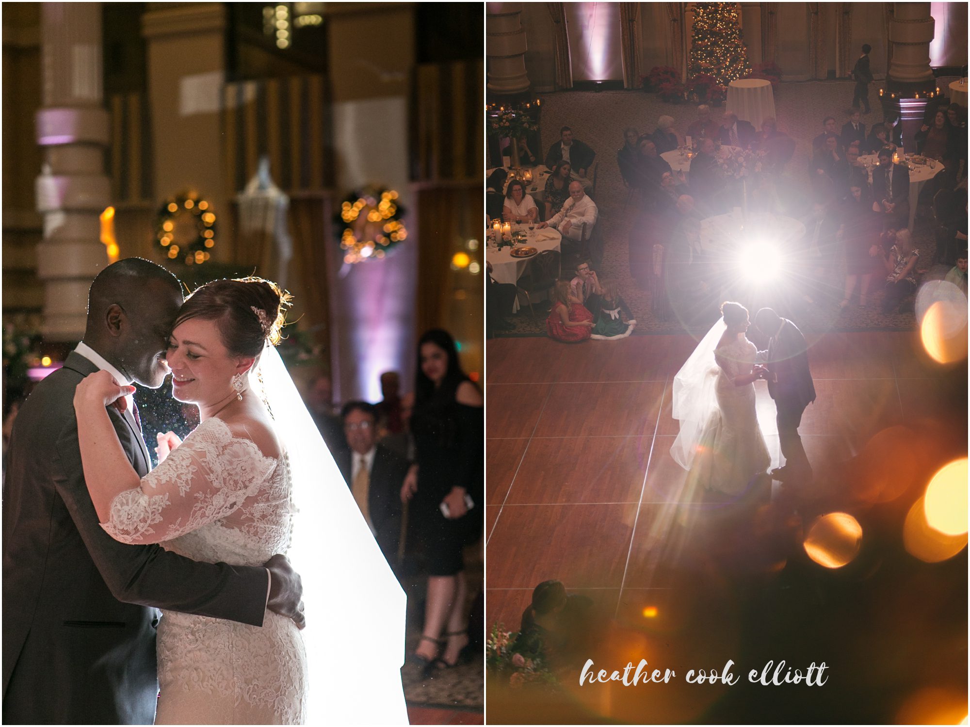 Grain Exchange winter wedding with confetti and romantic flowers