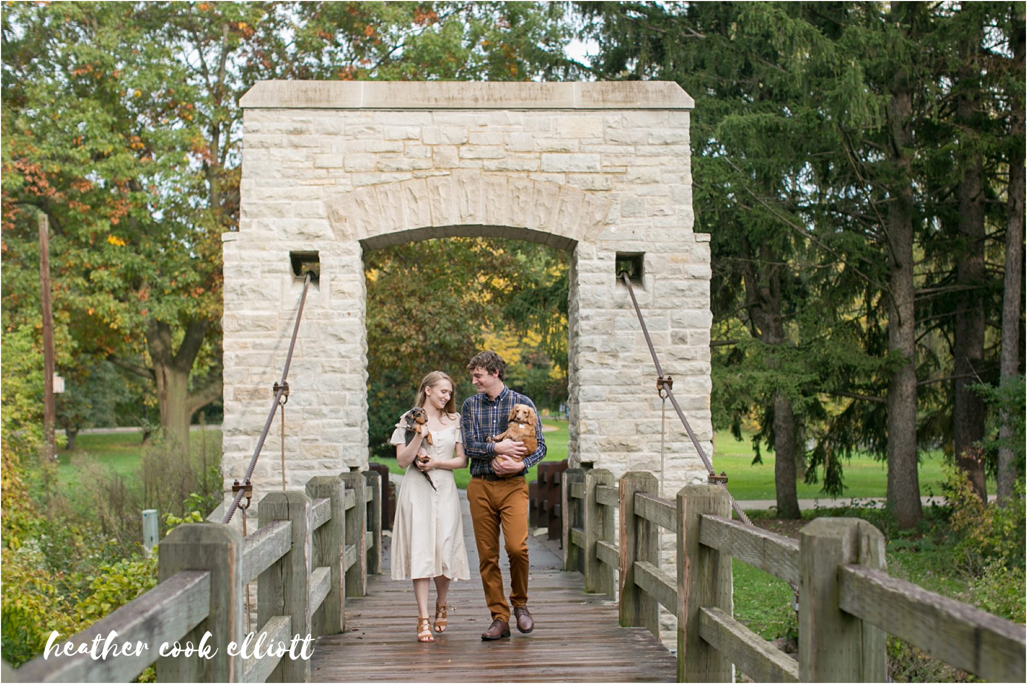 Tosa Fall engagement session with dogs